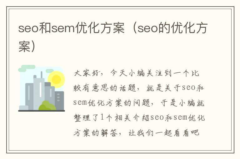 seo和sem优化方案（seo的优化方案）