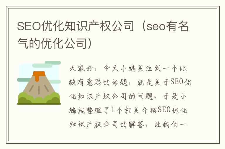 SEO优化知识产权公司（seo有名气的优化公司）