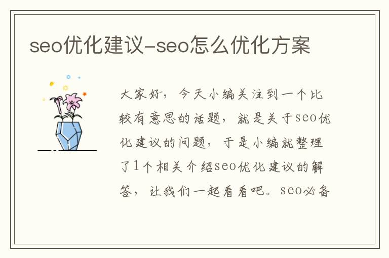 seo优化建议-seo怎么优化方案