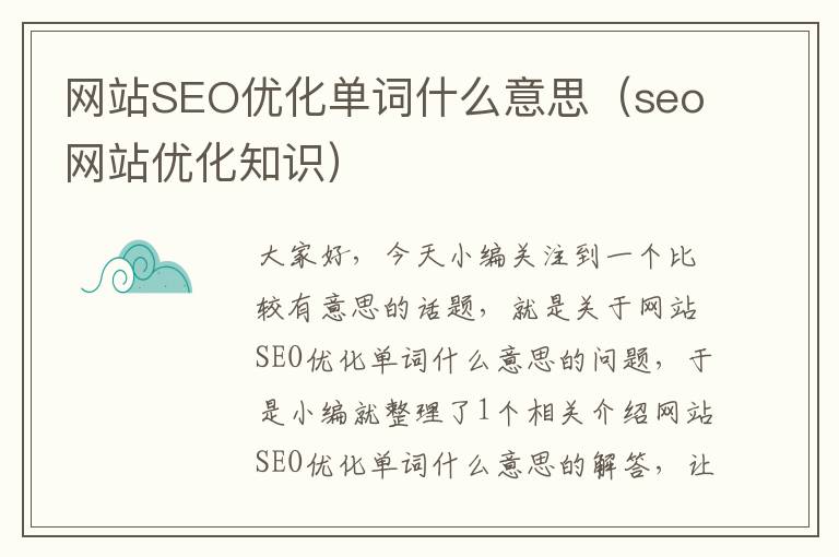 网站SEO优化单词什么意思（seo网站优化知识）