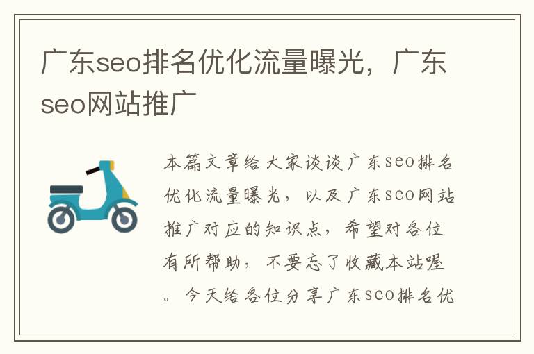 广东seo排名优化流量曝光，广东seo网站推广