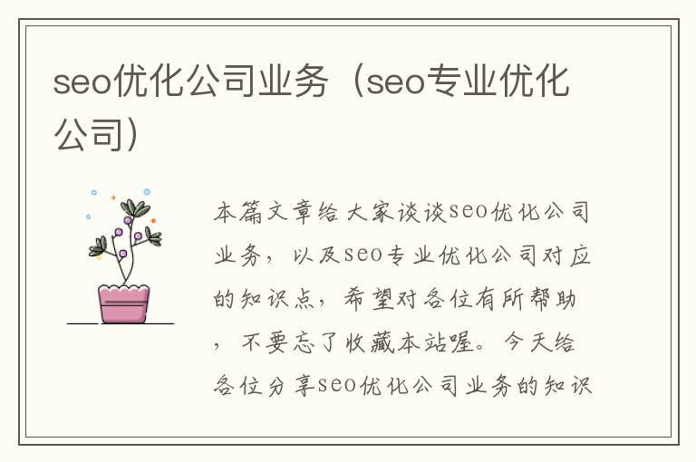 seo优化公司业务（seo专业优化公司）