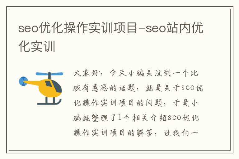 seo优化操作实训项目-seo站内优化实训