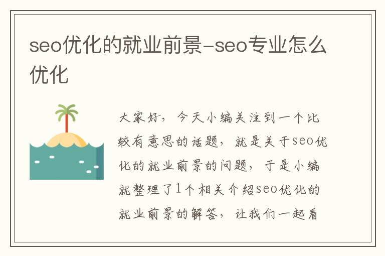 seo优化的就业前景-seo专业怎么优化