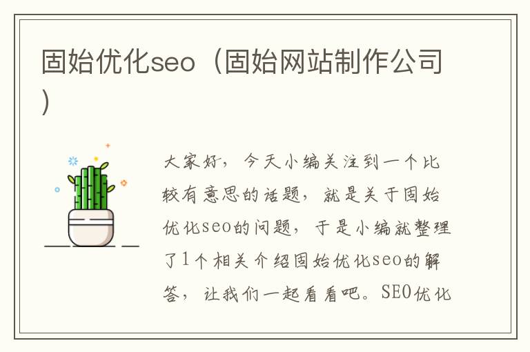 固始优化seo（固始网站制作公司）