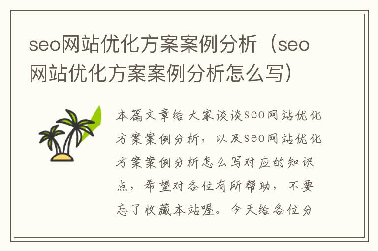 seo网站优化方案案例分析（seo网站优化方案案例分析怎么写）