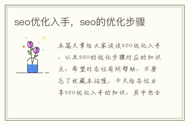 seo优化入手，seo的优化步骤