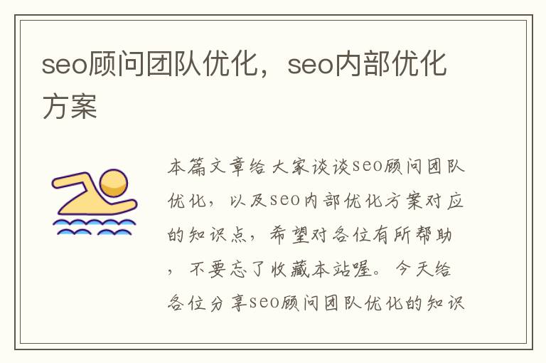 seo顾问团队优化，seo内部优化方案