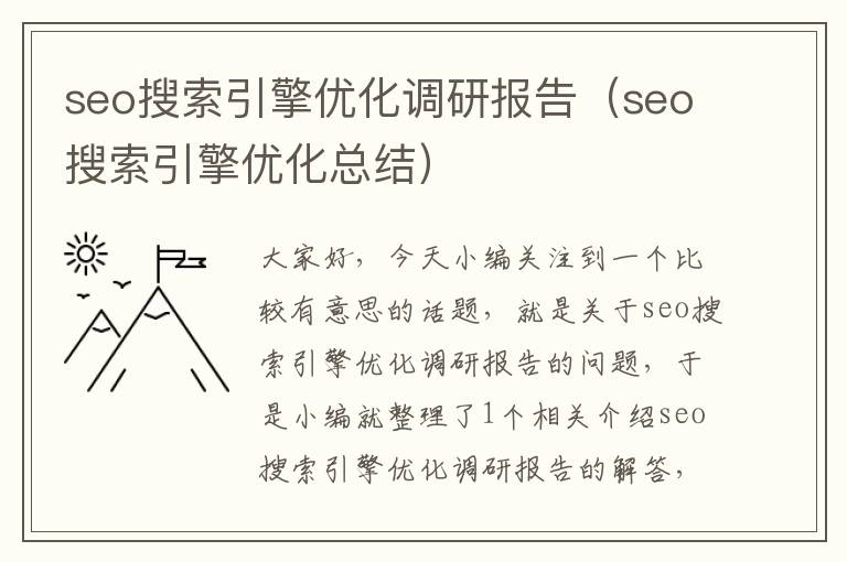 seo搜索引擎优化调研报告（seo搜索引擎优化总结）