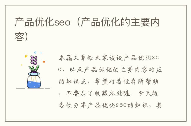 产品优化seo（产品优化的主要内容）