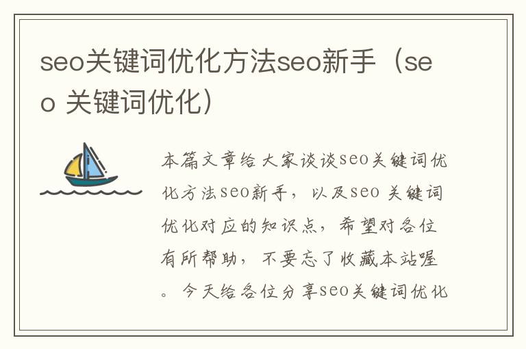 seo关键词优化方法seo新手（seo 关键词优化）