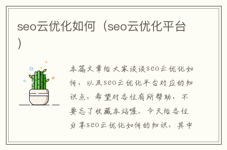 seo云优化如何（seo云优化平台）