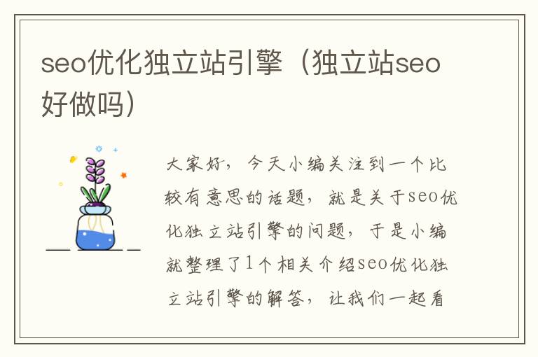 seo优化独立站引擎（独立站seo好做吗）