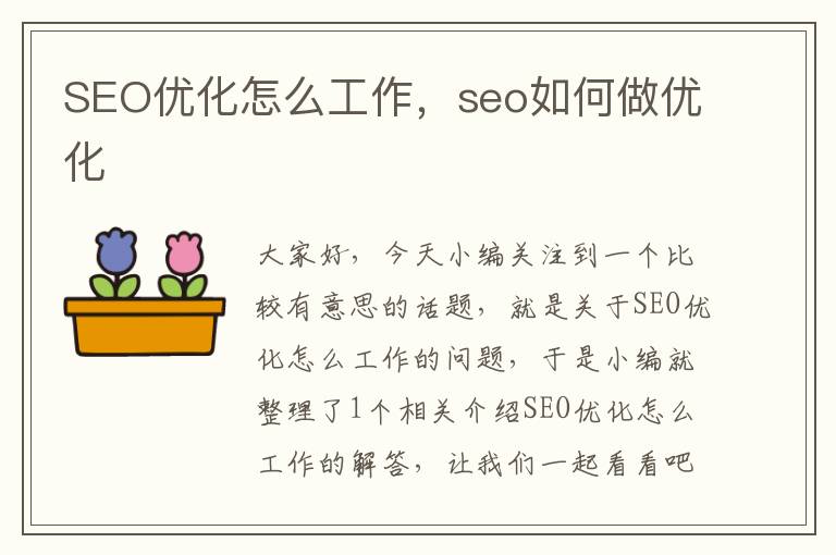 SEO优化怎么工作，seo如何做优化