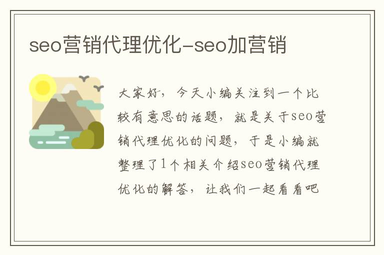 seo营销代理优化-seo加营销