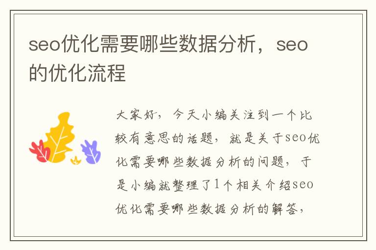 seo优化需要哪些数据分析，seo的优化流程