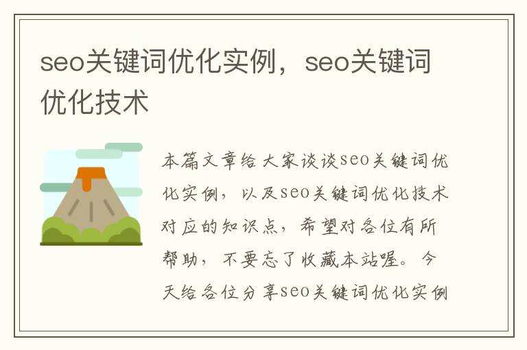 seo关键词优化实例，seo关键词优化技术