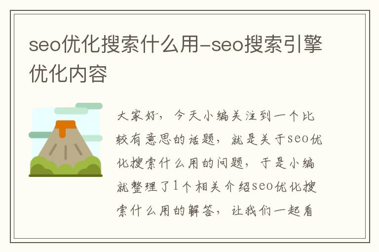 seo优化搜索什么用-seo搜索引擎优化内容