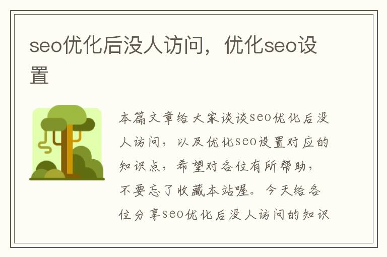 seo优化后没人访问，优化seo设置