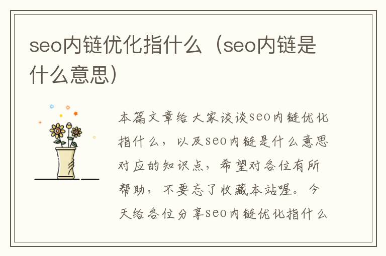 seo内链优化指什么（seo内链是什么意思）