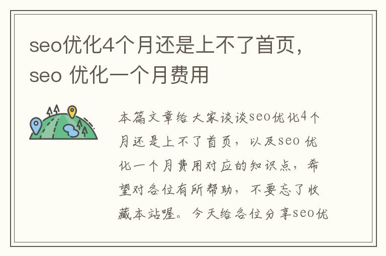 seo优化4个月还是上不了首页，seo 优化一个月费用