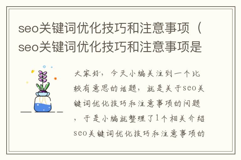 seo关键词优化技巧和注意事项（seo关键词优化技巧和注意事项是什么）