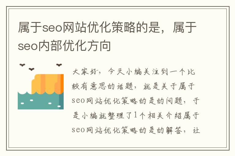 属于seo网站优化策略的是，属于seo内部优化方向