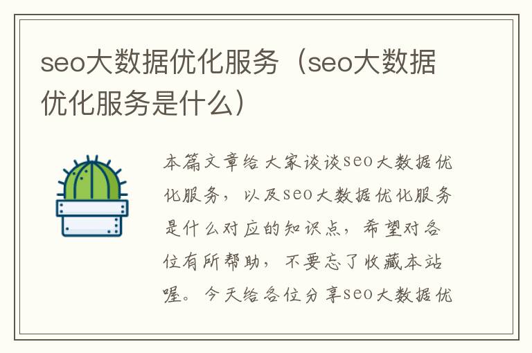 seo大数据优化服务（seo大数据优化服务是什么）