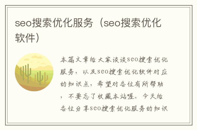 seo搜索优化服务（seo搜索优化软件）