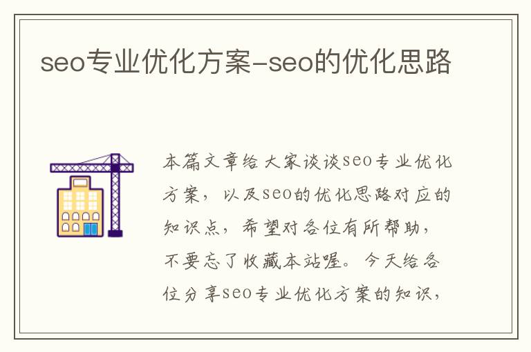 seo专业优化方案-seo的优化思路