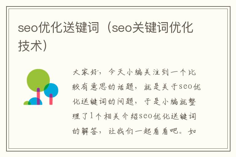 seo优化送键词（seo关键词优化技术）