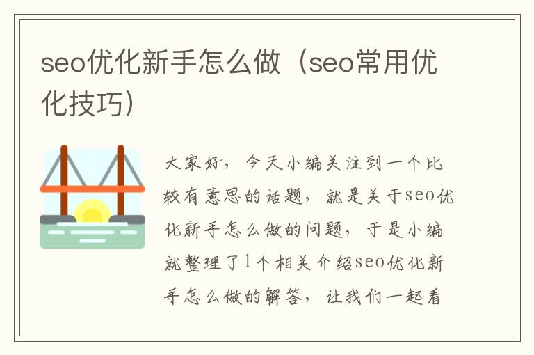 seo优化新手怎么做（seo常用优化技巧）