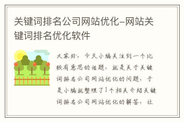 关键词排名公司网站优化-网站关键词排名优化软件