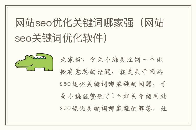 网站seo优化关键词哪家强（网站seo关键词优化软件）