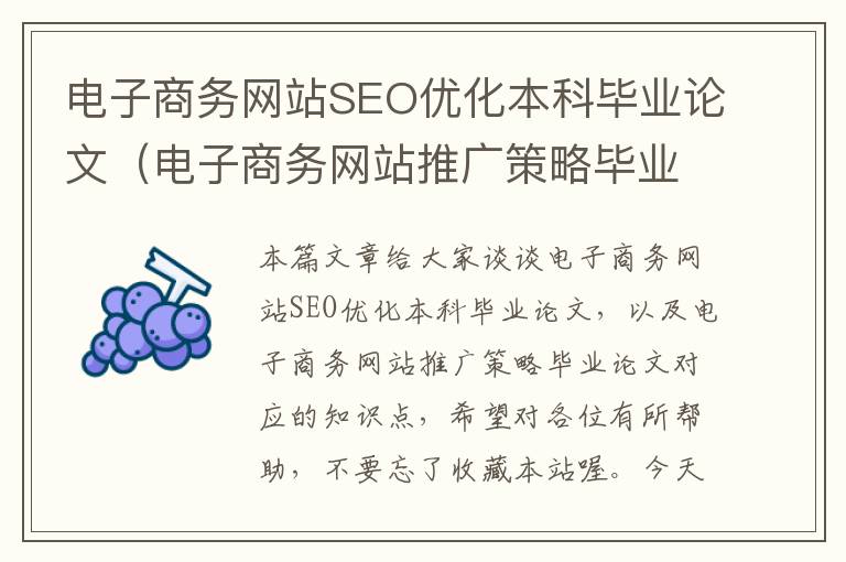 电子商务网站SEO优化本科毕业论文（电子商务网站推广策略毕业论文）