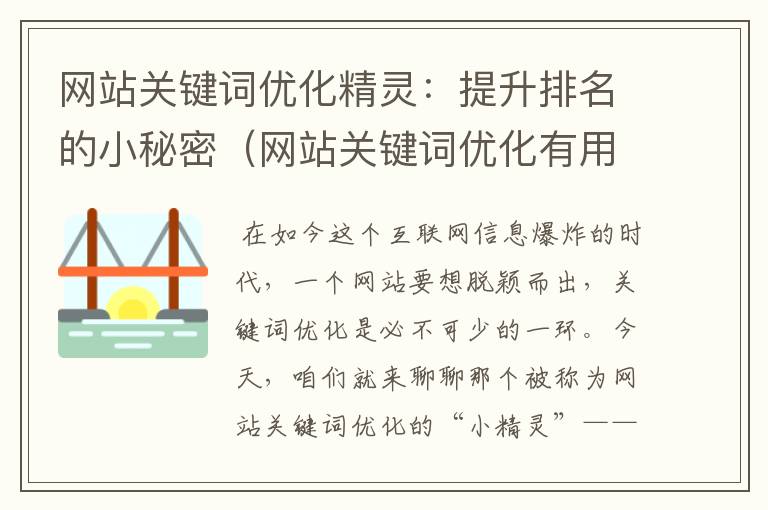 网站关键词优化精灵：提升排名的小秘密（网站关键词优化有用吗）