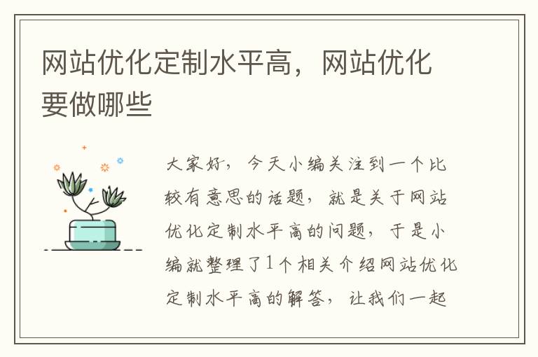 网站优化定制水平高，网站优化要做哪些