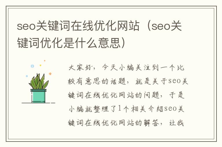 seo关键词在线优化网站（seo关键词优化是什么意思）