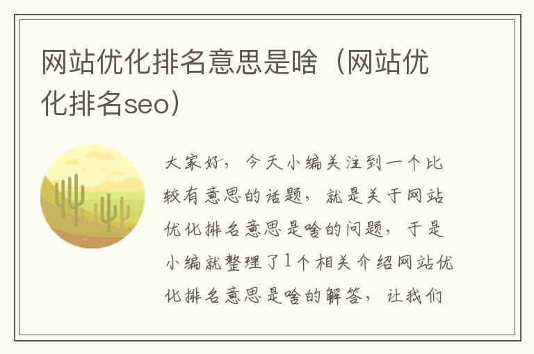 网站优化排名意思是啥（网站优化排名seo）