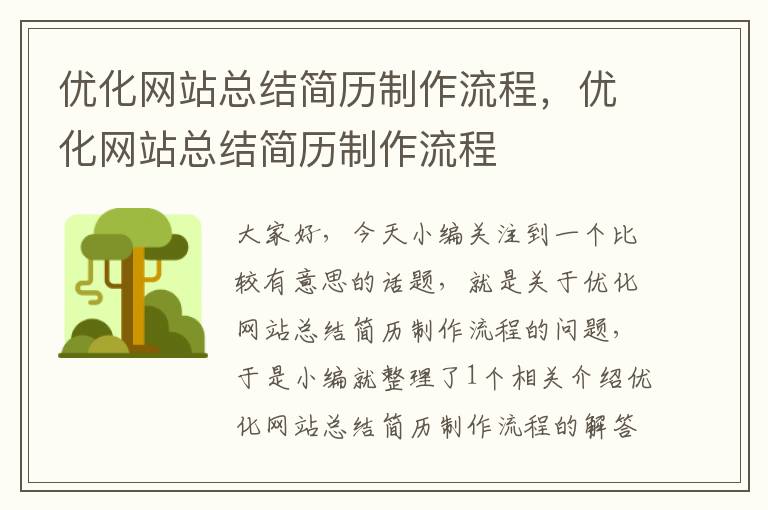 优化网站总结简历制作流程，优化网站总结简历制作流程