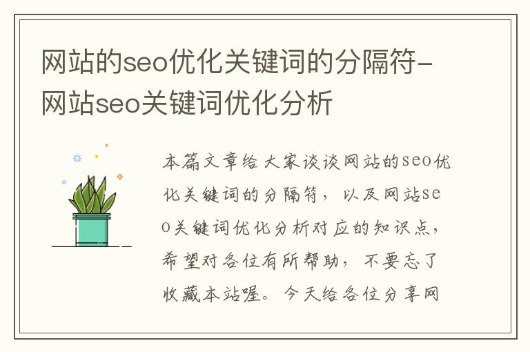 网站的seo优化关键词的分隔符-网站seo关键词优化分析