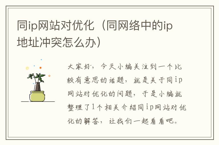 同ip网站对优化（同网络中的ip地址冲突怎么办）