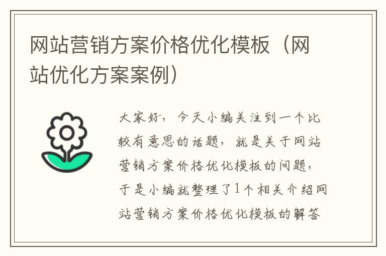 网站营销方案价格优化模板（网站优化方案案例）