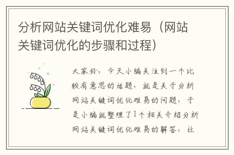 分析网站关键词优化难易（网站关键词优化的步骤和过程）