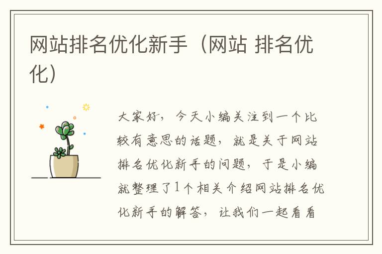 网站排名优化新手（网站 排名优化）