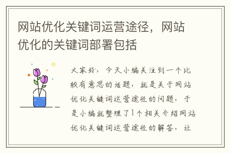 网站优化关键词运营途径，网站优化的关键词部署包括