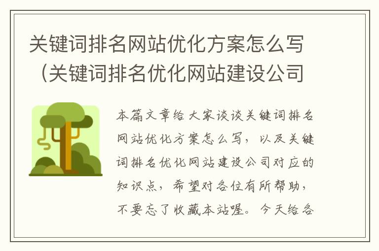 关键词排名网站优化方案怎么写（关键词排名优化网站建设公司）