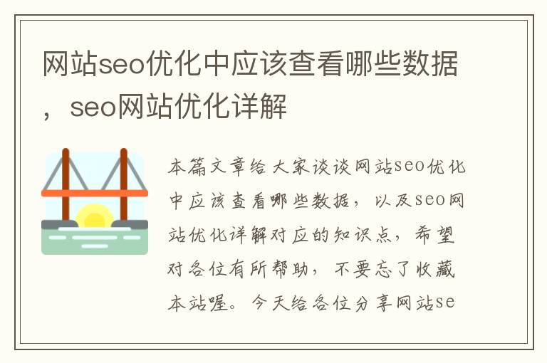 网站seo优化中应该查看哪些数据，seo网站优化详解