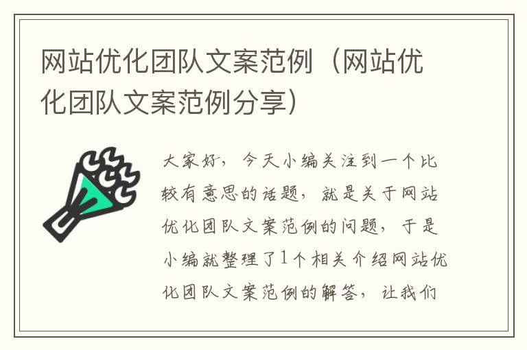 网站优化团队文案范例（网站优化团队文案范例分享）