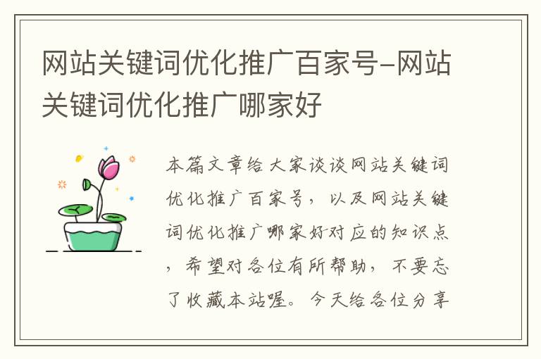 网站关键词优化推广百家号-网站关键词优化推广哪家好